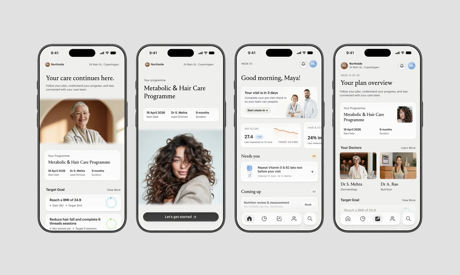 Northside health app screens