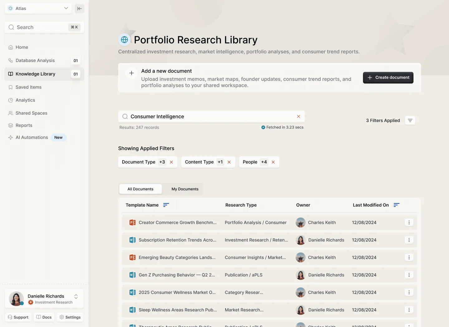 Designing a research platform for PE/VCs where investment data becomes a decision.