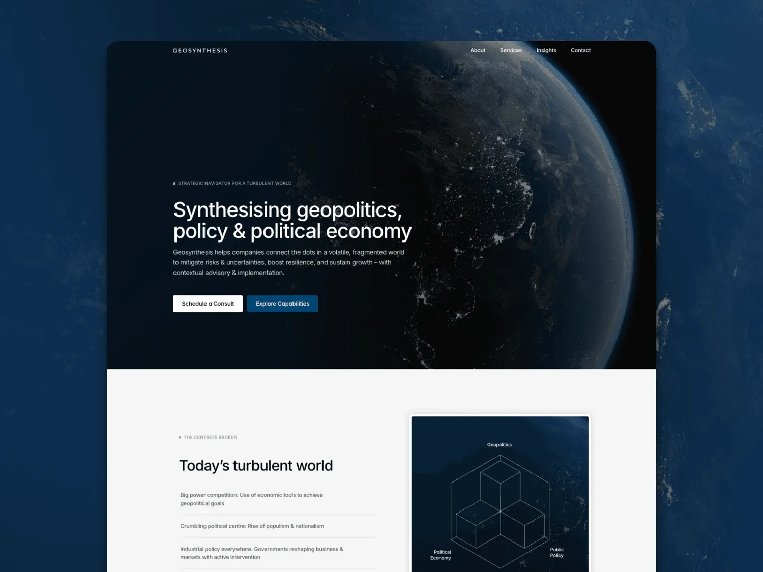 Brand Identity System, Website & Pitch Deck for a Geopolitical Advisory Firm